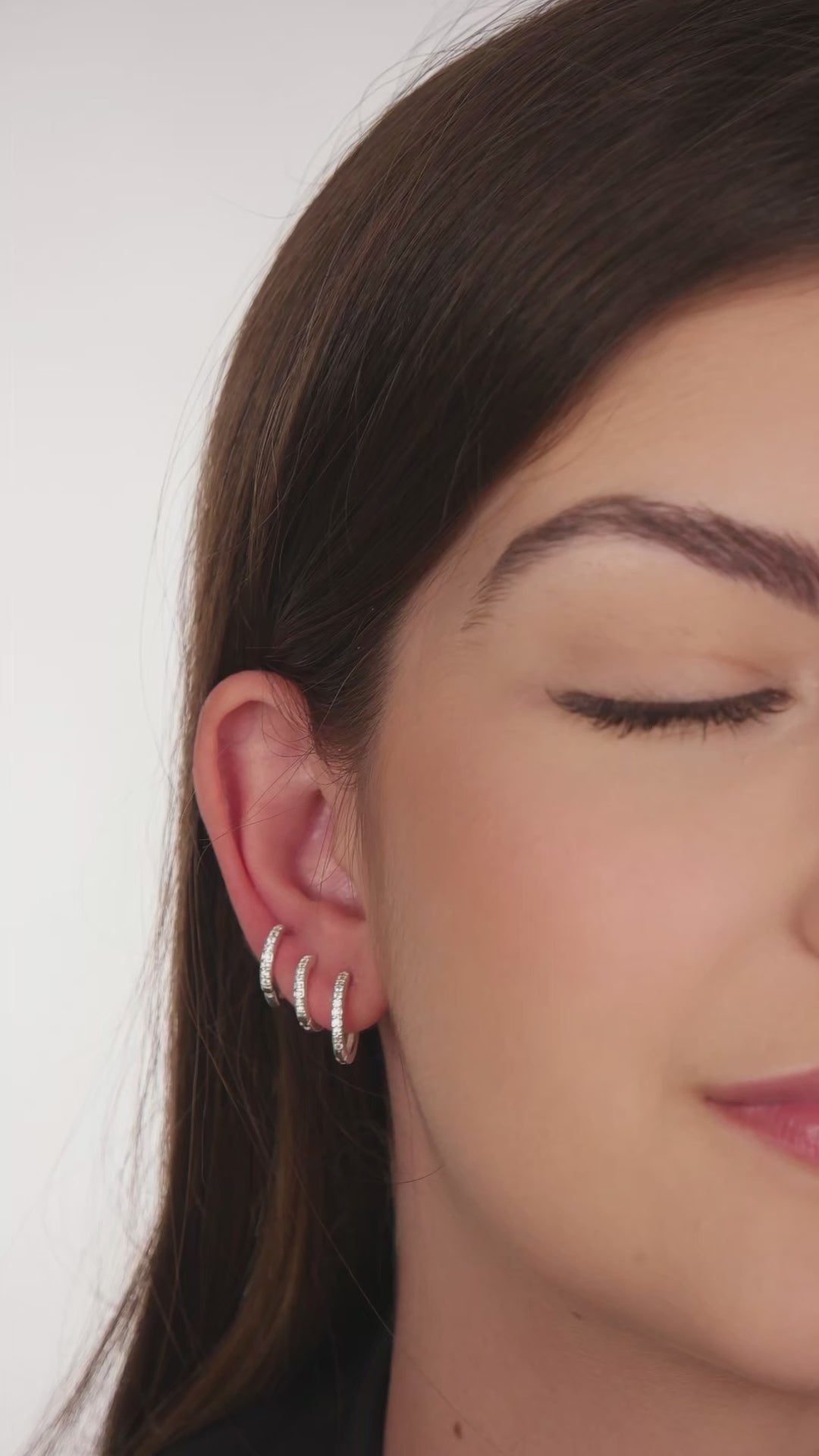 Trio de Argolas Cravejadas de Zircônias em Prata 925